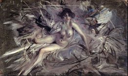 Nu de jeune femme sur le canapé