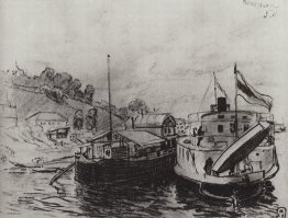 Kineshma. Bateau à vapeur à la jetée
