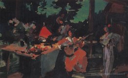 Sur une terrasse. Soirée dans le Coutry