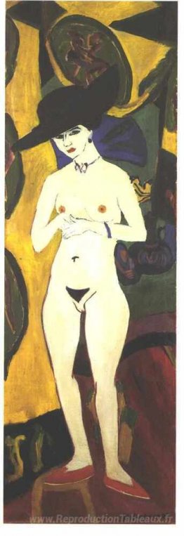 Nude femelle avec un chapeau noir