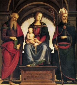 Dame en trône avec un enfant entre les saints et John Augustine