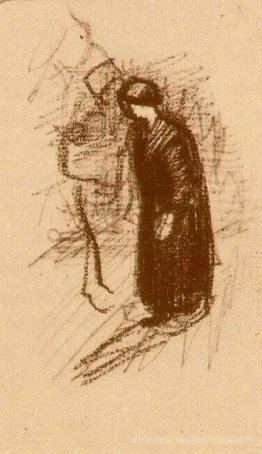 Femme en robe sombre, marche