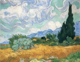 Wheatfield avec du cyprès