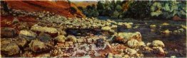 Des pierres sur une rive de la rivière