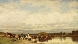 Les vaches traversant une Ford