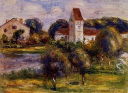 Église et verger du paysage de Breton