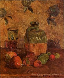 Pommes, cruche, verre irisé