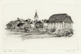 Gravure: Vue sur le village d'Ollon, vu de la route à Vers-Chiez
