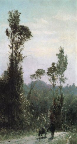 Paysage italien avec un paysan