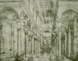 Dessin de perspective pour l'église de Santo Spirito à Florence