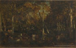 À l'intérieur de la forêt Grove à Vieux Dormoir du Bas-Bréau (Fo