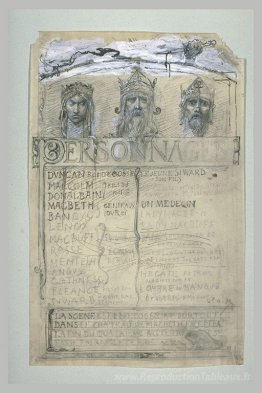 ProJet de frontispice pour Macbeth Orné de Trois Têtes Couronnés