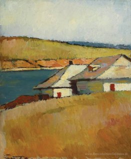 Maisons sur le rivage du lac Cernica