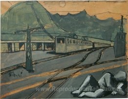 Composition avec train et figure