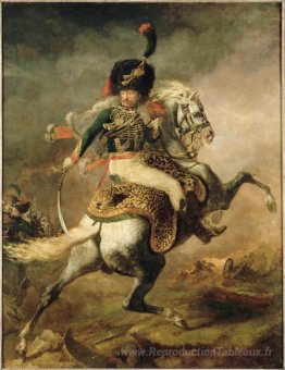 Officier des chasseurs qui chargent à cheval