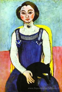 Fille avec un chat noir