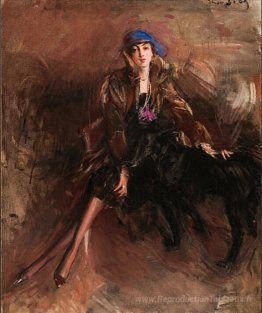 Dame avec des lévriers noirs