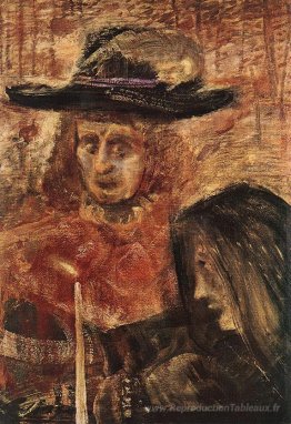 Homme avec un chapeau et une femme avec une écharpe noire