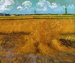 Wheatfield avec des gerbes