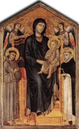Madonna a été intronisée avec l'enfant, St. Francis, Saint Domen