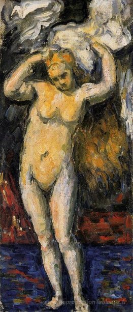 Bather debout, séchant ses cheveux