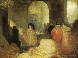 Dîner dans une grande chambre avec des chiffres - en costume
