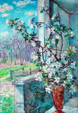 Branche fleurisante dans un vase