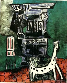 Buffet Henry II et fauteuil avec chien