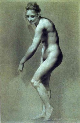 Dessin de nue femelle au charbon de bois et à la craie
