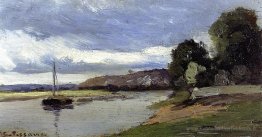 Rives d'une rivière avec barge