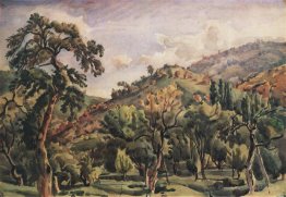 Paysage de montagne avec des arbres. Ortolan.