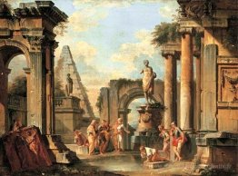 Un capriccio de ruines classiques avec des diogènes jetant sa ta