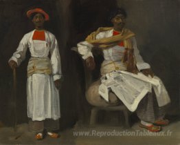Deux vues d'un Indien depuis Calcutta, assis et debout