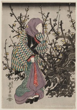 Femme par Plum Tree la nuit