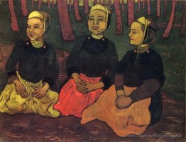 Trois femmes breton dans la forêt