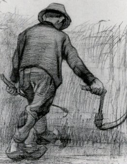 Paysan avec faucille, vu de l'arrière