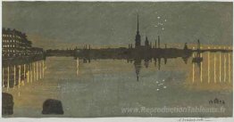 Leningrad. Vue de la forteresse la nuit.