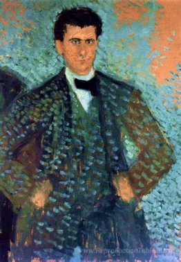Autoportrait avec fond tacheté bleu