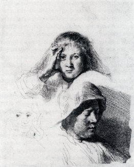 Feuille de croquis avec un portrait de Saskia