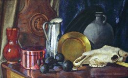 Nature morte avec un crâne de cheval