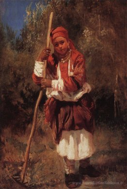 Femme avec râteau
