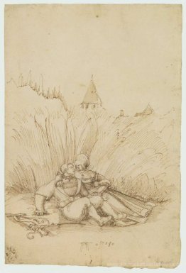 Les amoureux dans un champ de foin