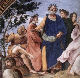 Le parnasse, détail de Homer, Dante et Virgile, dans la stanze d