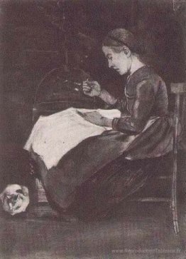 Jeune femme coudre