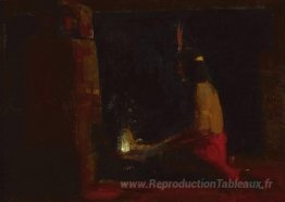 Hopi Indian dans un foyer