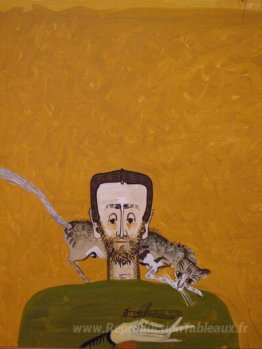 L'homme avec chat et libellule
