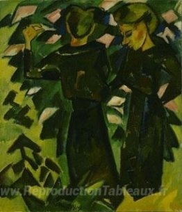 Deux filles dans un jardin