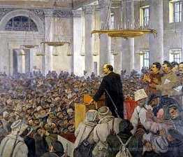 Le premier discours de Vladimir Lénine dans la Smolny. Version t