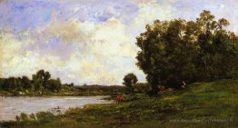 Bétail sur la rive de la rivière