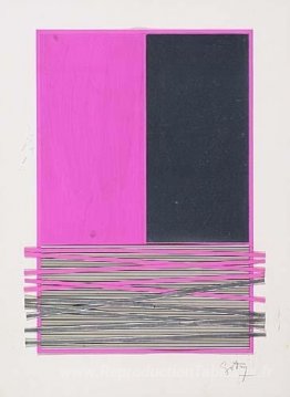 Composition abstraite avec de l'argent et du magenta